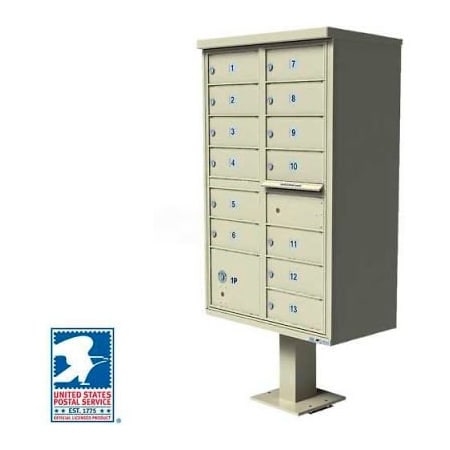 Florence Mfg Co Vital Cluster Box Unit, 13 Mailboxes, 1 Parcel Locker, Sandstone 1570-13SDAF
